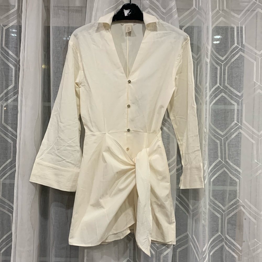 H&M cotton mini shirt dress bell sleeves